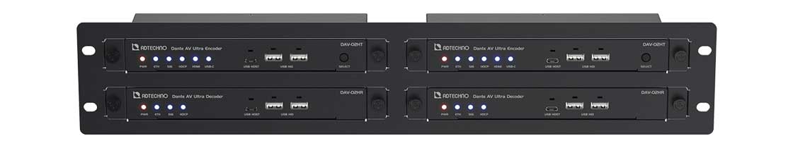 2U EIAユニットに4台のDAV-02シリーズを搭載可能なEIAラックマウントブラケット