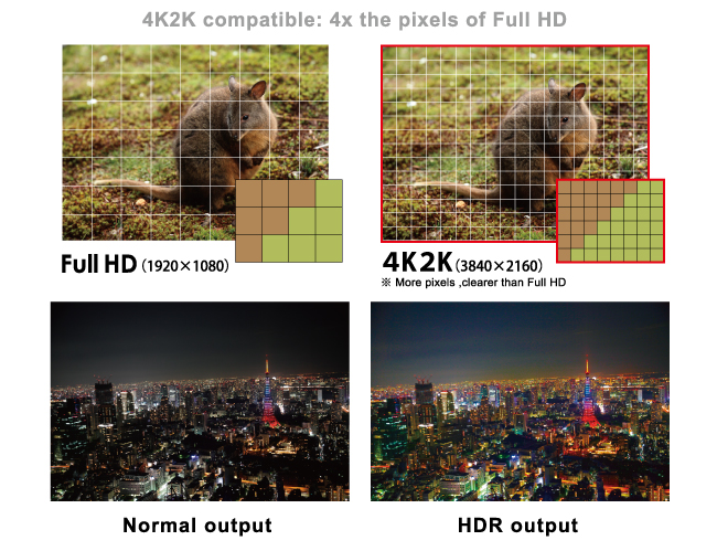 Up to 4K UHD @ 60 4: 4: 4 compatible, HDR compatible