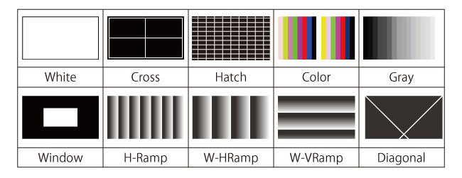10種類のテストパターン表示機能