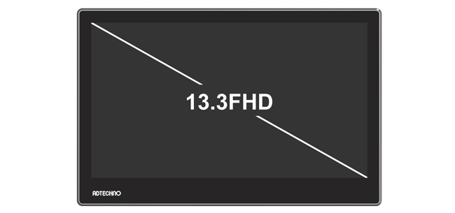 13.3型フルHD IPSパネルと硬度6H前面ガラス採用