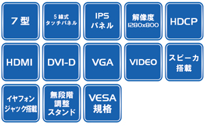 LCD7620T | 7型 IPS液晶タッチパネル搭載 業務用マルチメディア LCD7620T | 7型 IPS液晶タッチパネル搭載 業務用マルチメディア