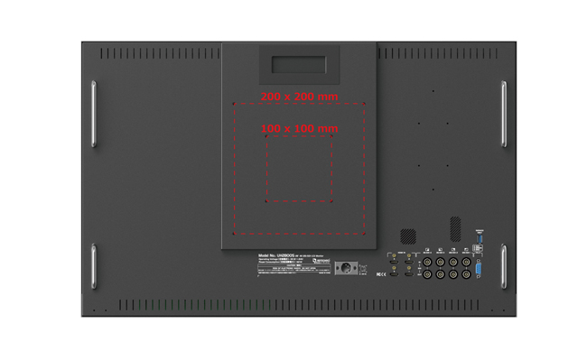 VESA100x100mm/200x200mmネジ穴を搭載