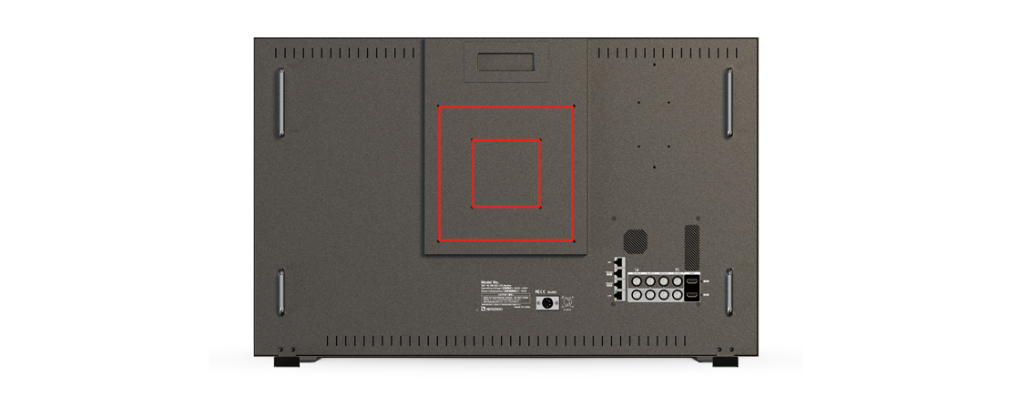 VESA100x100mm/200x200mmネジ穴を搭載